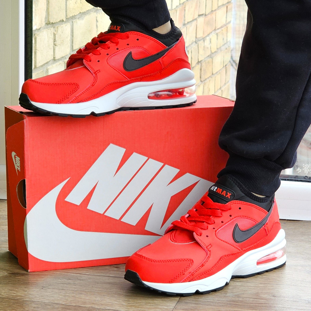 Чоловічі Червоні Кросівки Nike Air Max 93 Шкіряні Найк (розміри: 41,42,43,44,45) Відео Огляд Дніпро - фото 2