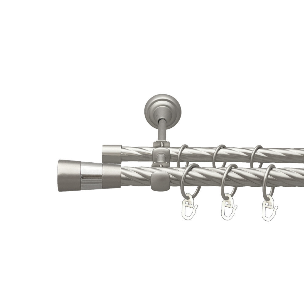 Карниз Orvit Валео металевий дворядний відкритий скручена труба кільце металеве Сатин 19\16 мм 300 см Львов - изображение 1