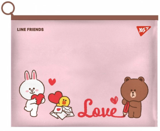Папка-конверт з бігунком А4 "Yes" Line Friends. Brown пластик, 492090, шт Київ