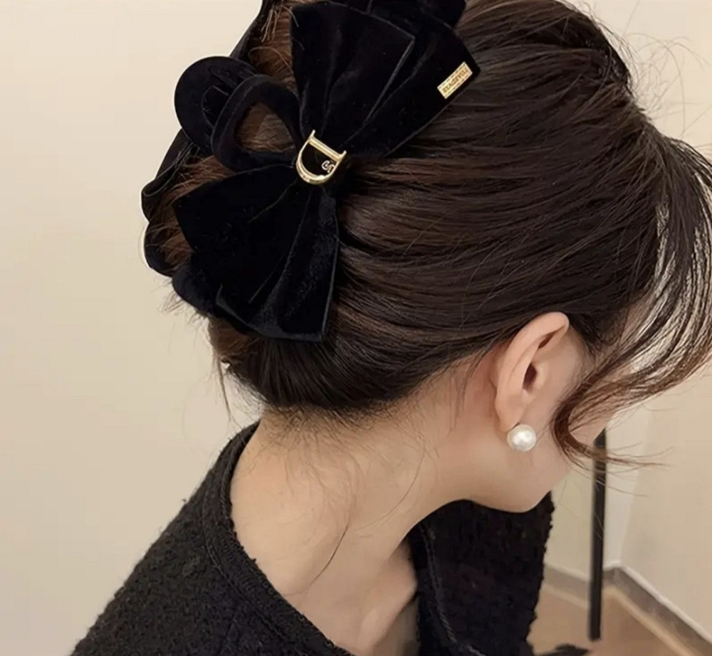 Заколка-крабик бант оксамитовий 