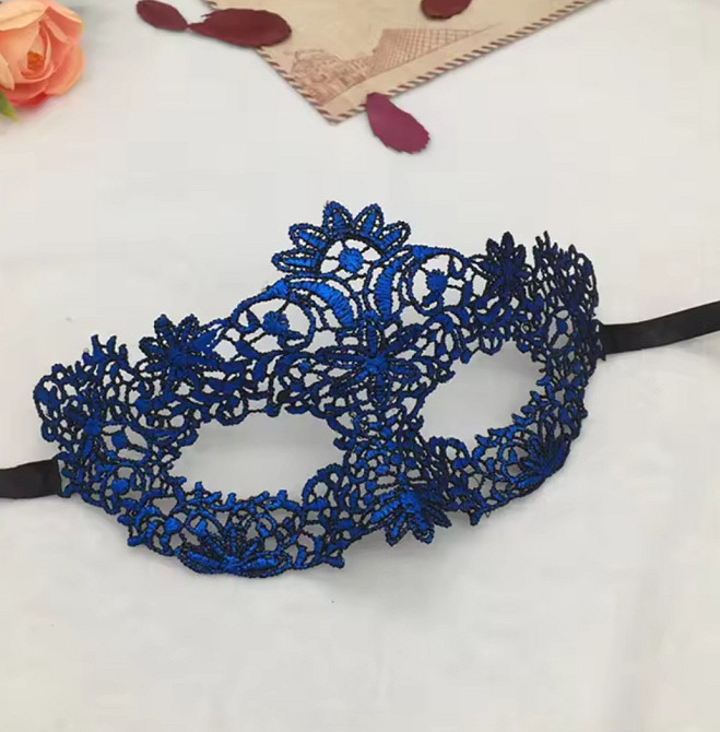 Маска из кружева маскарадная на лицо one size синий Киев - изображение 2