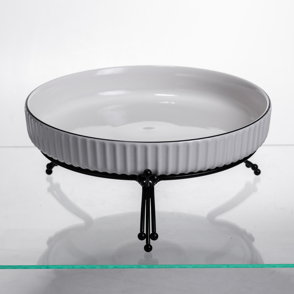 Фруктовница фарфоровая на металлической подставке, 25 см Киев - изображение 2