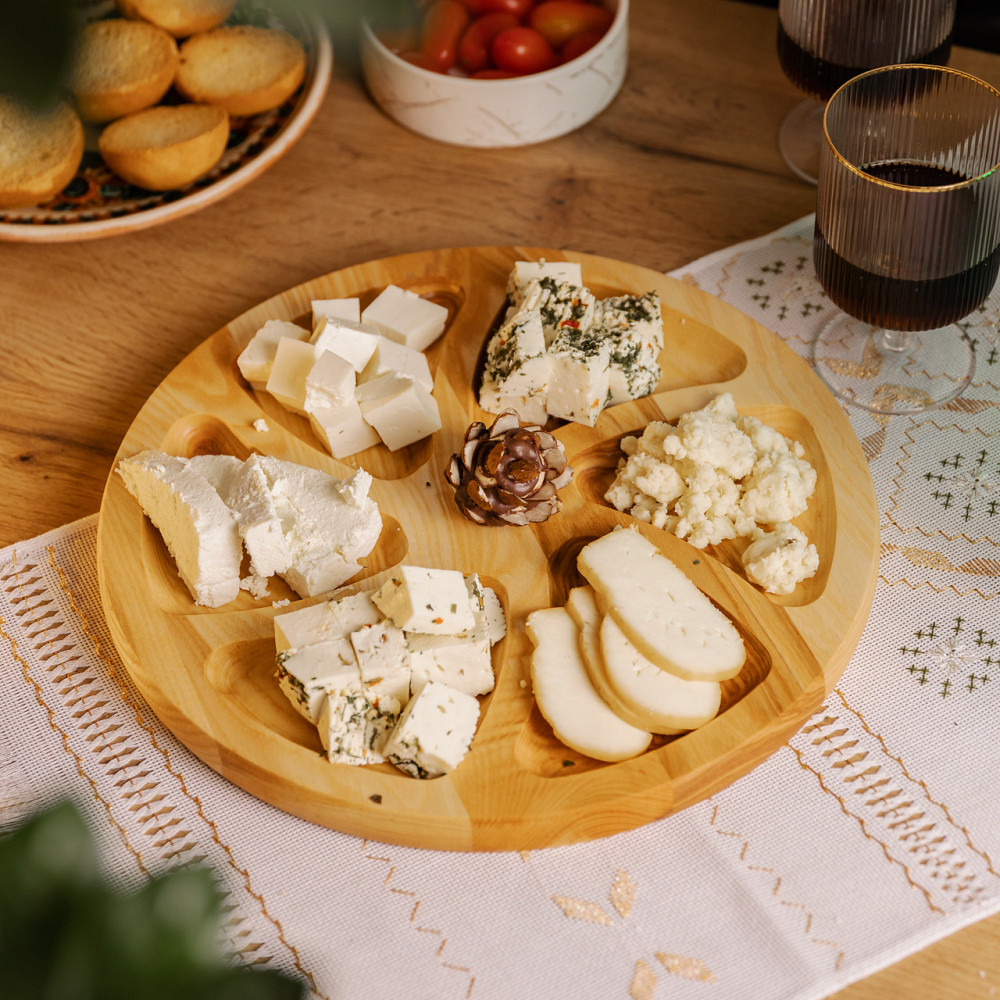 Круглая деревянная менажница на 6 секций, 30 см Киев - изображение 2