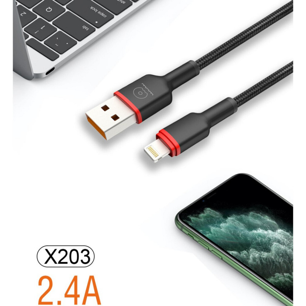 Кабель WUW-X203 USB Lightning 2,4А black (6972573336210) Киев - изображение 4