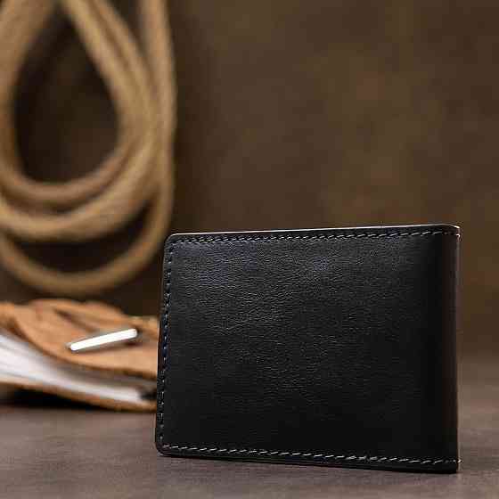 Кожаный мужской зажим для денег Синий (GRANDE PELLE) Киев