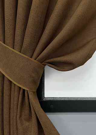 Комплект коротких штор VR-Textil Льон Мішковина № 1922ш Коричневий 130х170 см 2 шт (35-0433) Київ