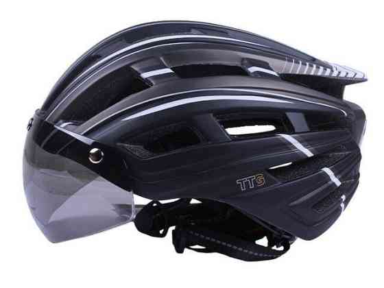 Шлем велосипедный GTS-H-090 с габаритным фонарем, очками (черный с серым, size L) Мукачево