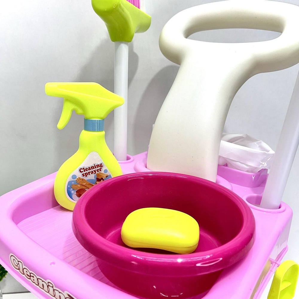 Набір для прибирання Limo Toy із візком відро совок швабра Рожевий (667-33-35) Чернигов - изображение 4