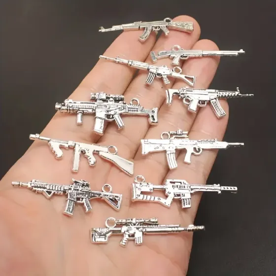 Набор подвесок «Автоматы» 10 шт – серебристые кулоны для украшений и рукоделия Киев