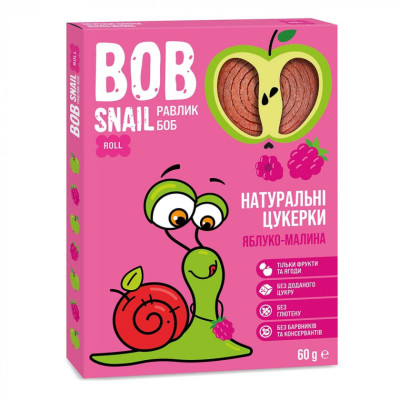 Цукерка Bob Snail Равлик Боб Яблучно-Малина 60 г (4820162520453) Вінниця - фото 1