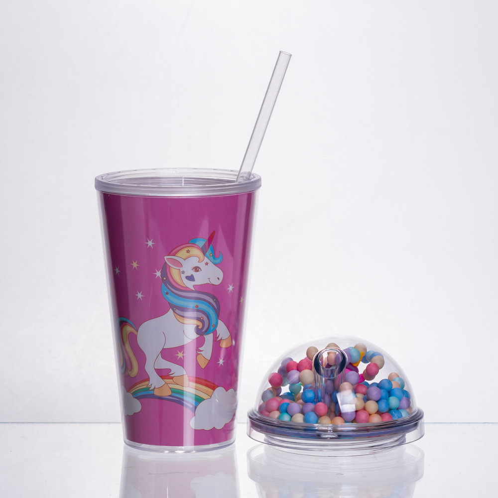 Yiwu пластикова склянка з трубочкою та кришкою 400 (мл) багаторазова пластикова склянка Малинов Коломыя - изображение 2