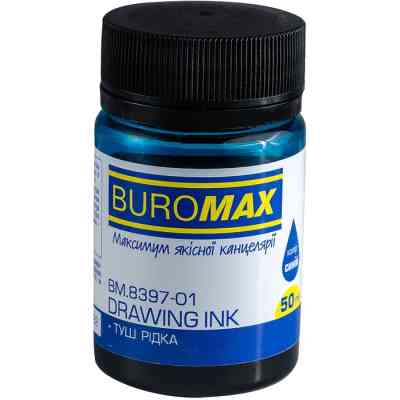 Тушь для черчения Buromax 50 мл синий (BM.8397-01) Винница