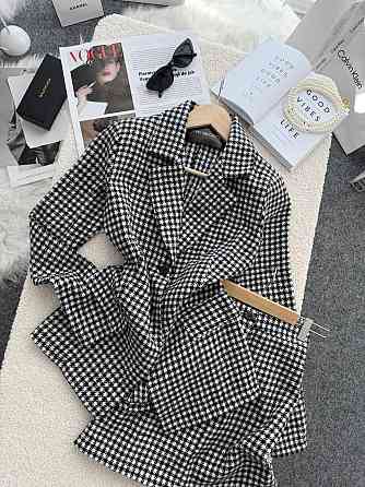 Жіночий стильний принтований костюм-двійка: піджак і спідниця кашемір лапка 46/48 Одеса