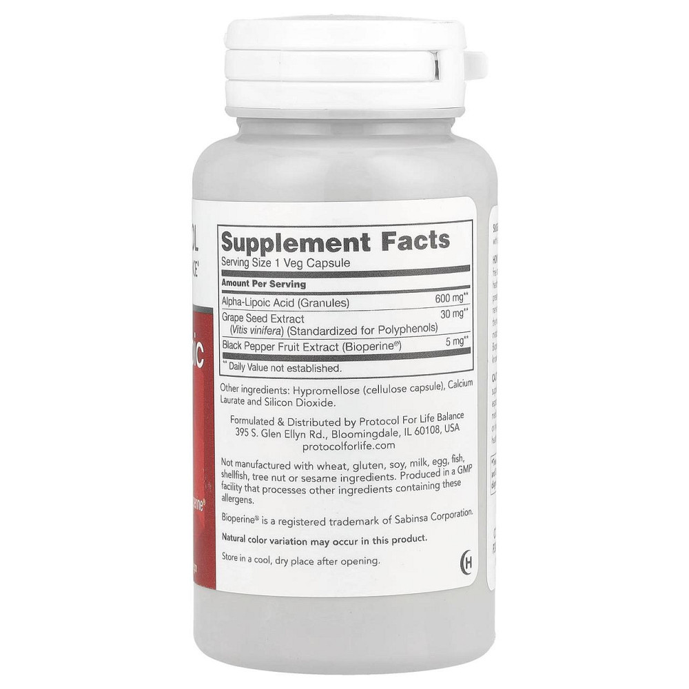 Альфа-липоевая кислота Protocol for Life Balance Alpha-Lipoic Acid  600 мг 60 капс Киев - изображение 2