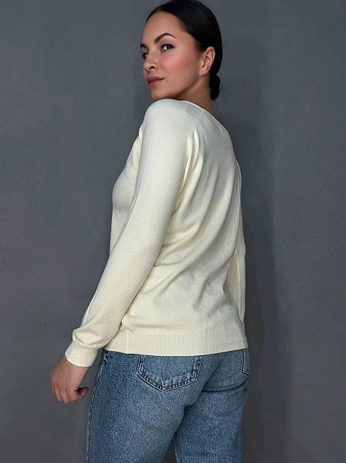 Джемпер жіночий ACCORDDREAM 9377 тонкий светр однотонний базовий, молочний, one size Київ - фото 17