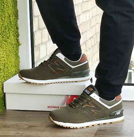 Кросівки New Balance 574 Хакі Замшеві Чоловічі Зелені Нью Баланс (розміри: 44,45,46) - 63-4 Дніпро