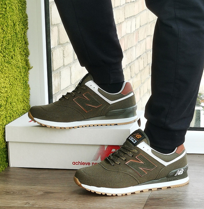 Кроссовки New Balance 574 Хаки Замшевые Мужские Зелёные Нью Баланс (размеры: 44,45,46) - 63-4 Днепр - изображение 1