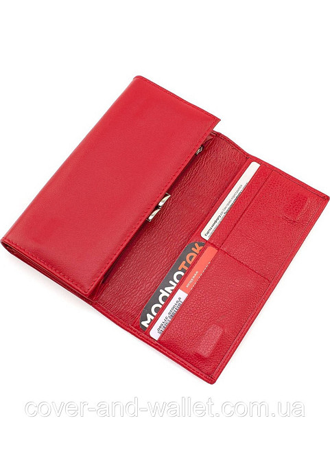 Жіночий бордовий шкіряний гаманець на багато карток Marco Coverna Червоний Київ - фото 9