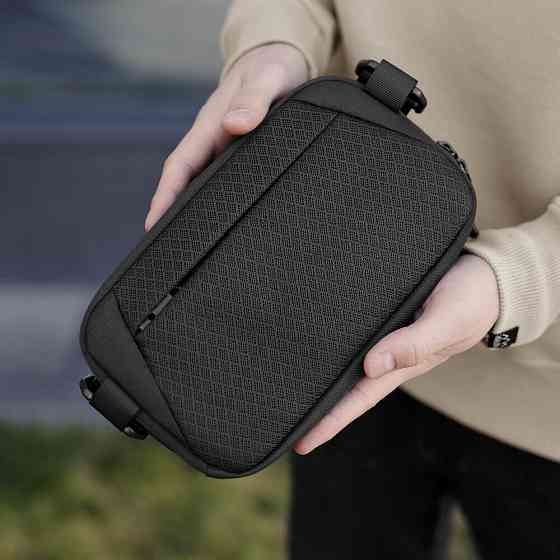 Чоловіча чорна сумка з кишенями на замку Pobedov Practical Київ