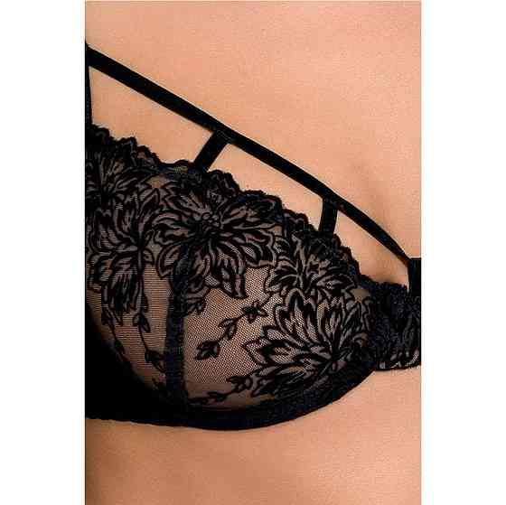 Комплект білизни Passion Exclusive HAYA SET XXL/XXXL, black стрінги, ліф, пояс для панчох Sex Aura Київ