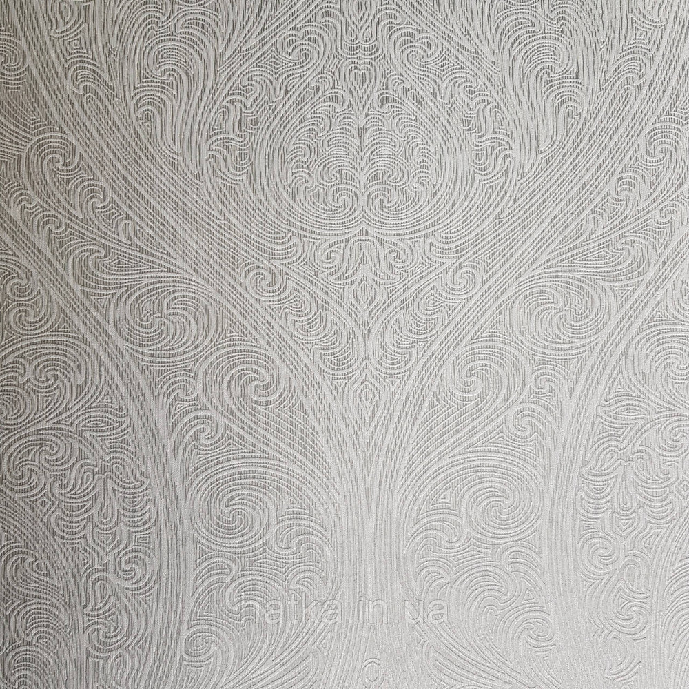 Шпалери метрові вінілові на флізелін Villa Marburg Lombardi вензель великий структурний сріблясті на білому Київ - фото 1