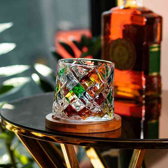 Yiwu Склянка дзиґа для віскі 300 мл з бамбуковою підставкою Киев