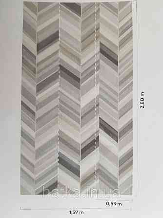 Шпалери вінілові Grandeco One roll one motif 2 IW2302 панно під дерево під паркет ялинка сірий бежевий Київ