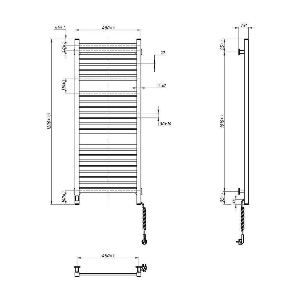 Електрична сушарка для рушників NAVIN Авангард X 480х1200 Sensor з WI-FI правобічна, чорний муар Київ - фото 7