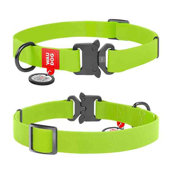 Ошейник для собак водостойкий WAUDOG Waterproof c QR паспортом, металічна пряжка-фастекс, Ш 20 мм, Дов 28-40 см, салатовий Київ