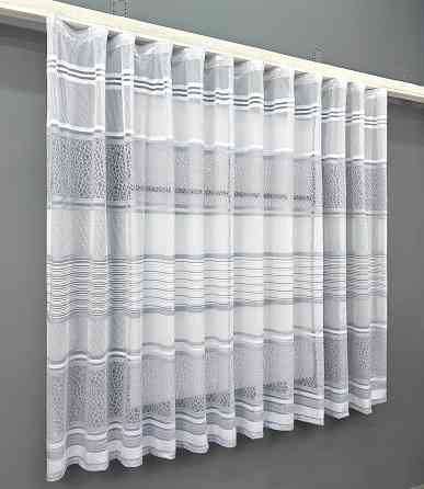 Короткий тюль VR-Textil 1953т  Жаккард Белый с серым 300х145 см (42-0885) Киев