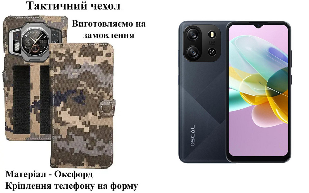 Тактичний чохол для Blackview Color 8, кріпиться до спорядження на липучці Київ - фото 1