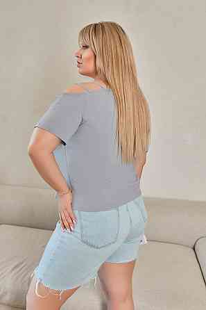 Літня блузка з відкритим плечем "Elis"| Норма і батал | Розпродаж моделі Графіт, 50-52 Київ