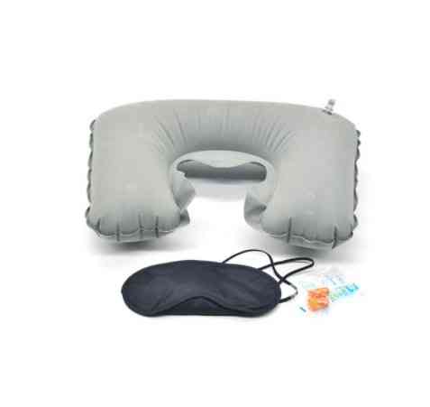 Подушка для подорожей під голову з маскою 38 на 24 см сірий Київ