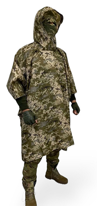 Пончо піксель дощовик тент водонепроникний проклеєний тактичний камуфляжний накидка Одеса - фото 3