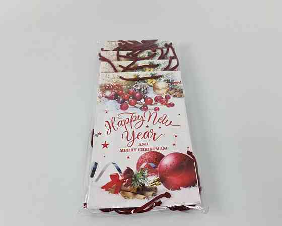 Новогодние пакеты для подарков, средний 17x26x8-007 (12 шт) Харьков