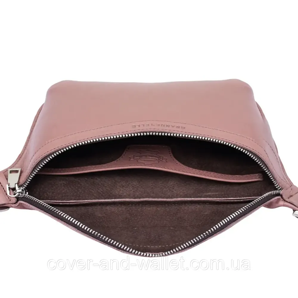 Стильна жіноча бананка з натуральної шкіри пудрового кольору Grande Pelle 743665 Київ - фото 10