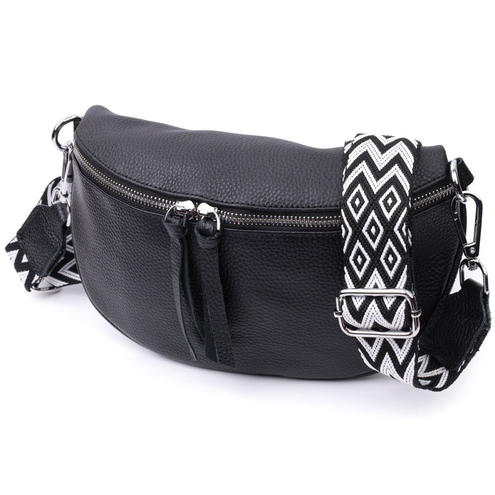 Шкіряна сумка для жінок у класичному кольорі через плече з міні гаманцем Vintage 22666 Чорна Київ - фото 1