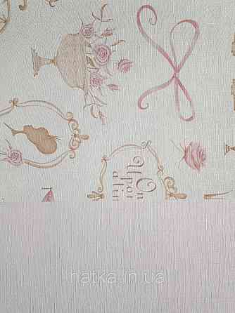 Обои винил на флизелине AS Creation Mia and Paul 0.53х10 детские для девочки туфельки розы кареты розовые Киев