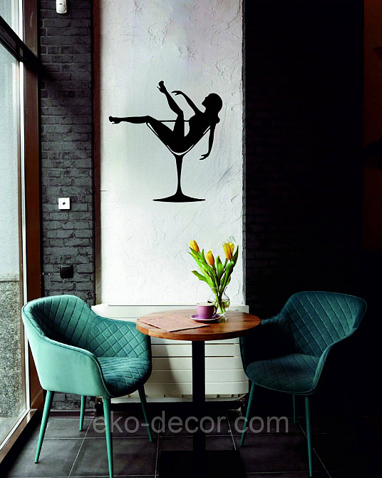 Декоративное настенное Панно «Девушка в бокале», Декор на стену 70*65 см, Черный Киев - изображение 5