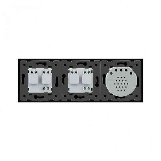 LIVOLO Розумний сенсорний прохідний/перехресний вимикач 1 сенсор 2 розетки Livolo чорний скло ( Коломия