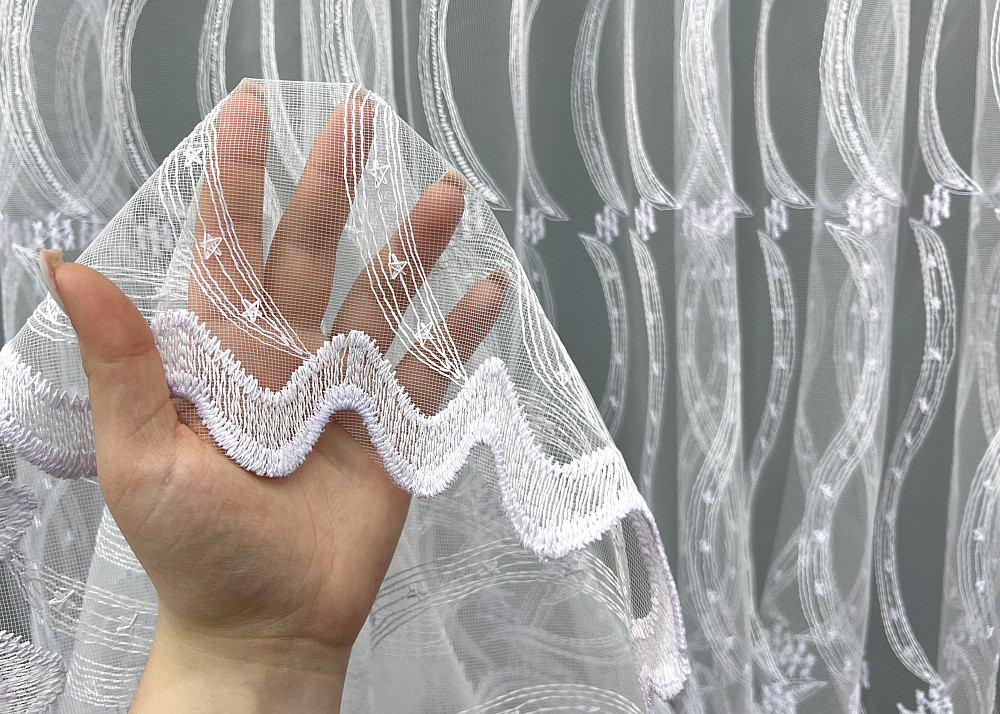 Тюль VR-Textil 2016т Фатин з вишивкою та люрексом Холодний білий 400х270 см (42-1089) Київ - фото 6