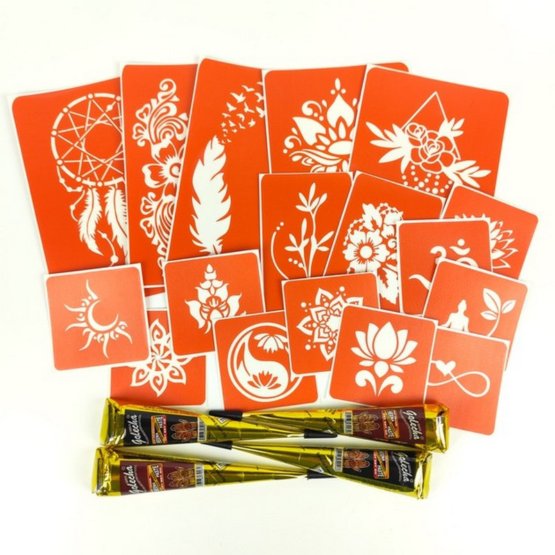 Набір кольорової хни з трафаретами для біо-тату №6 color-henna-set-06 Вінниця - фото 4