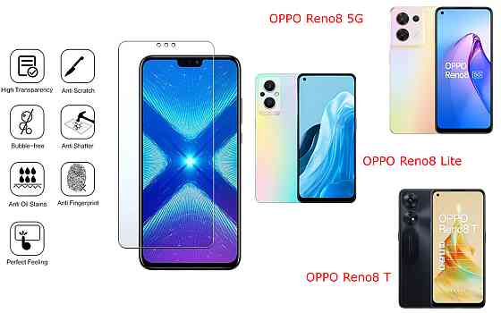 Захисне скло NeoGlass для OPPO Reno8 5G, Reno8 Lite, Reno8 T – надпрозоре та стійке Київ
