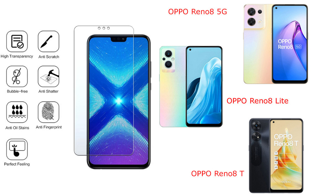 Захисне скло NeoGlass для OPPO Reno8 5G, Reno8 Lite, Reno8 T – надпрозоре та стійке Київ - фото 4