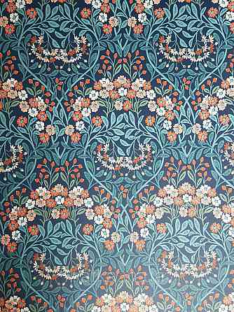 Шпалери флізелінові еко Rasch Sophia 0.53х10 рослинний принт квіти маленькі польові теракотові на синьому Київ