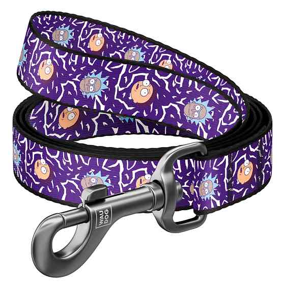 Повідець для собак нейлоновий WAUDOG Nylon, малюнок "Рік та Морті 2", L-XXL, Ш 25 мм, Дл 122 см Коломия