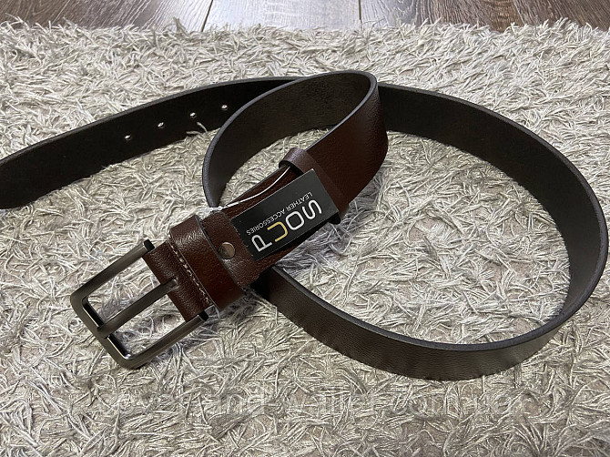 Коричневый мужской кожаный ремень под джинсы 40мм ST Leather Киев - изображение 4