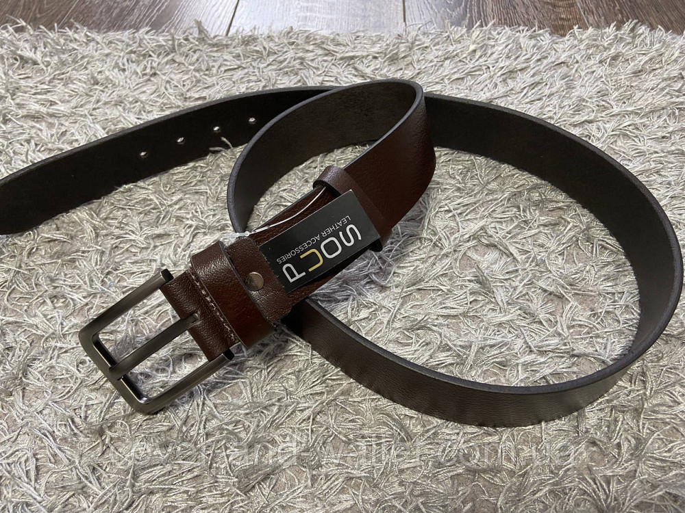 Коричневий шкіряний чоловічий ремінь під джинси 40мм ST Leather Київ - фото 4