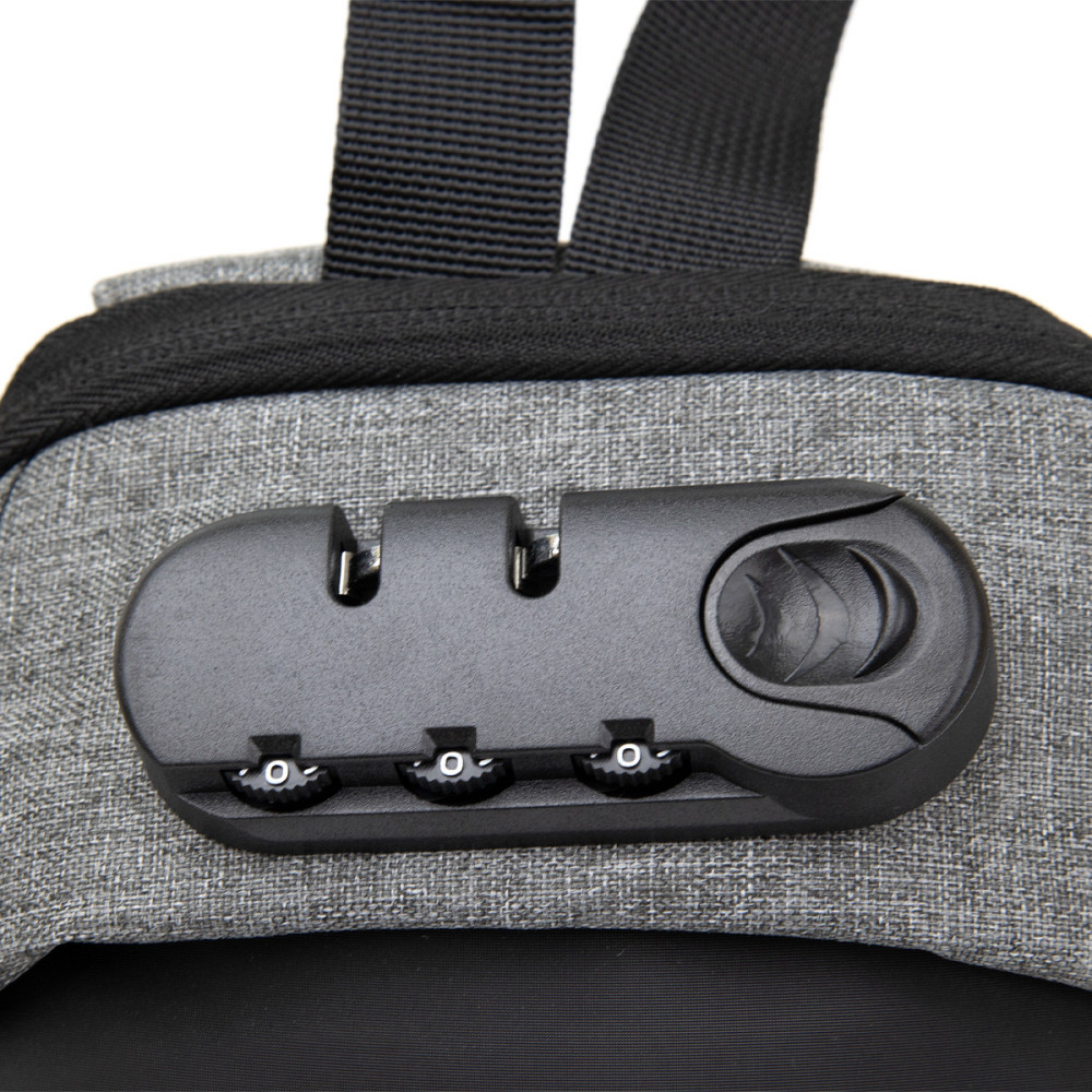 Эргономичный рюкзак через плечо с кодовым замком текстильный Vintage 20554 Серый Киев - изображение 6