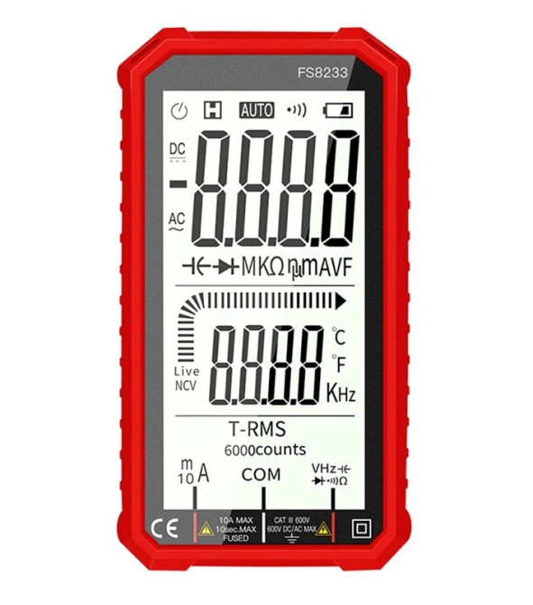 Тестер цифровой автоматический FS8233 6000бит мультиметр + термопара и фонарик 2хААА Винница - изображение 1